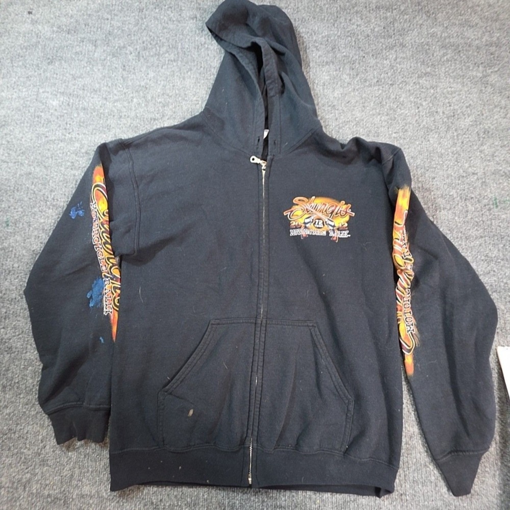 Gildan Hoodie Mens Medium Black Full Zip Heavy Blend Sturgis Motorcycle Rally